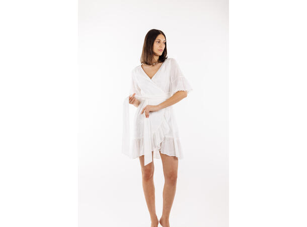 Hilke Dress White L Cotton wrap  dress 