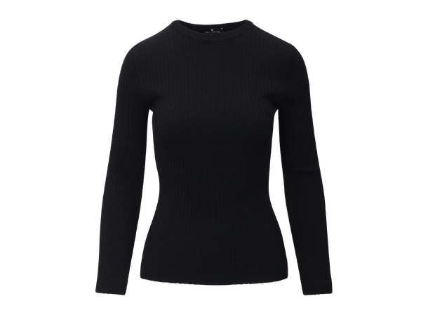 Mari LS Top Black S Merino LS rib sweater 
