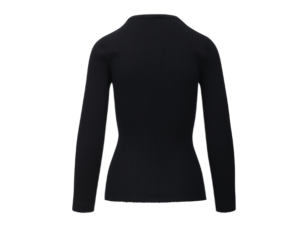 Mari LS Top Black S Merino LS rib sweater 