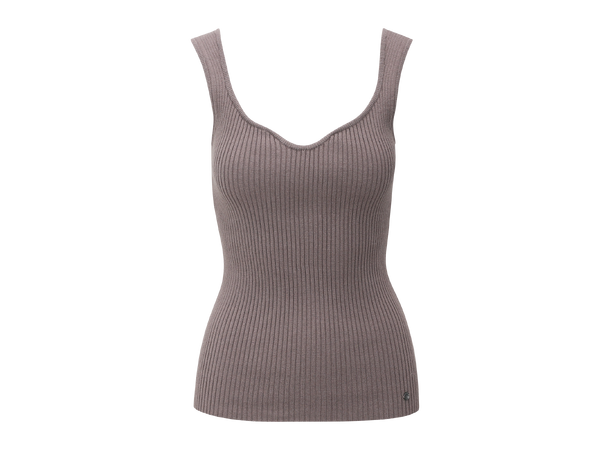 Marita Top Dark sand M Sweetheart rib top 