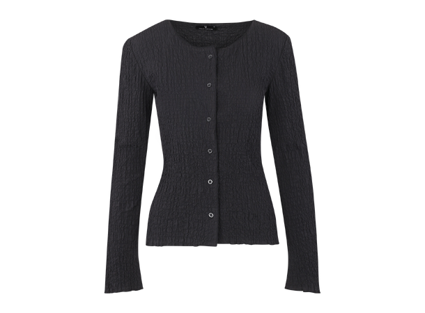 Ona LS Blouse Black M Crinkle cotton blouse 