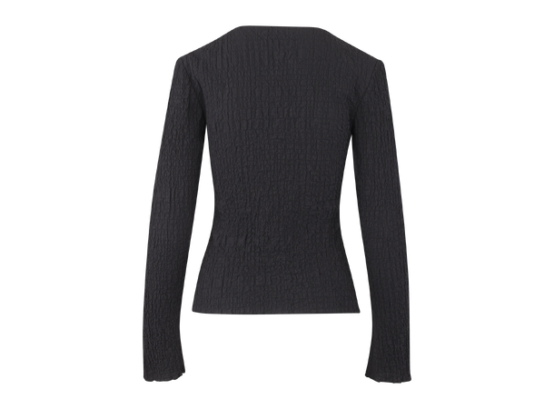 Ona LS Blouse Black M Crinkle cotton blouse 