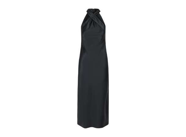 Rikki Dress Black L Satin twisted neck long dress 