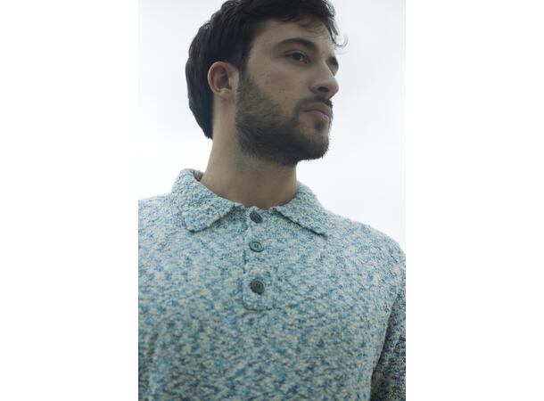 Sacha Pique Blue multi M Boucle knit button pique 