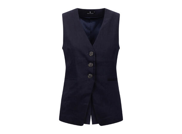 Simmy Waistcoat Navy M Long linen waistcoat 