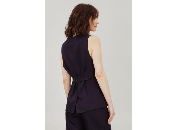 Simmy Waistcoat Navy M Long linen waistcoat 