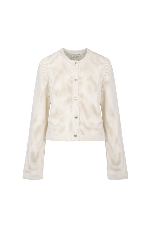 Valentine Cardigan Cream L Striped cotton jacket
