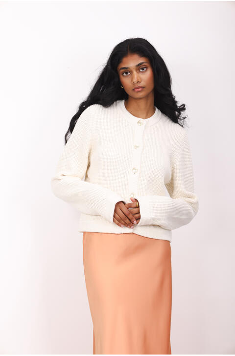 Valentine Cardigan Cream L Striped cotton jacket