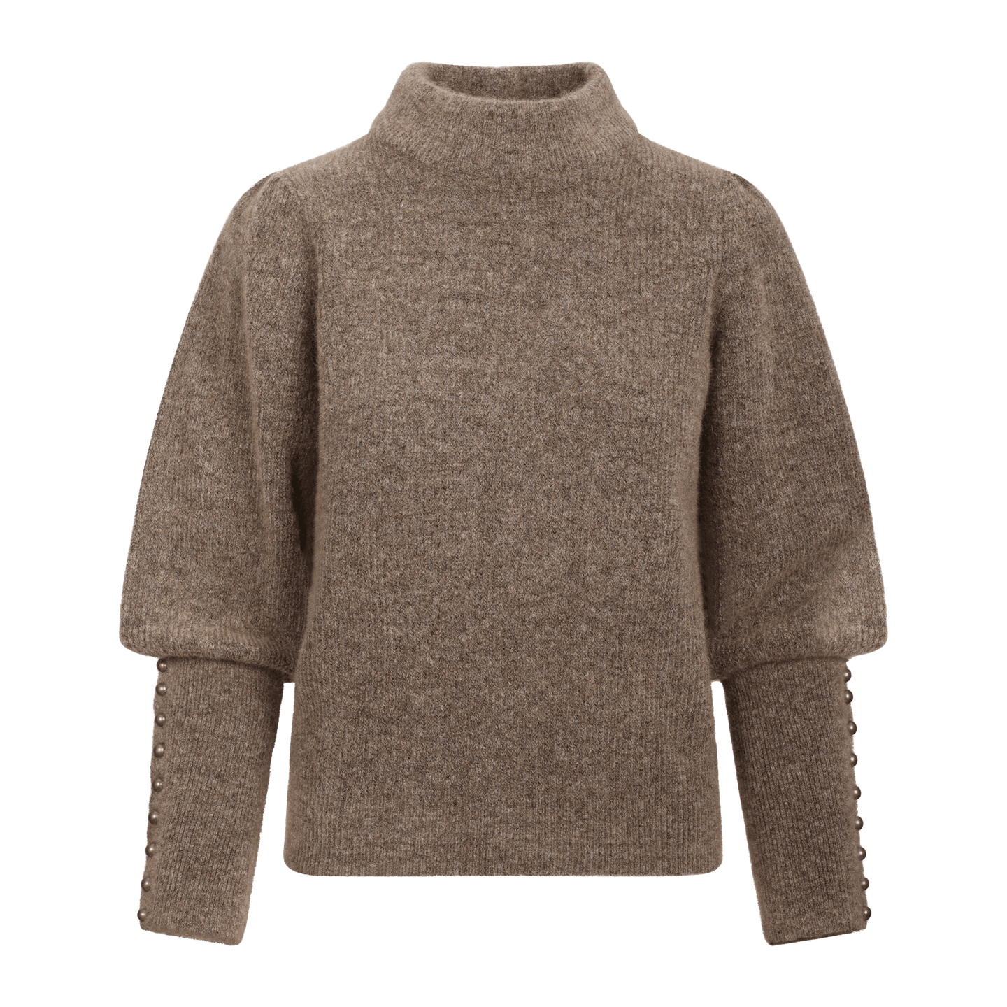 Aska Sweater Mid Brown S Puffed sleeves mohair sweater
