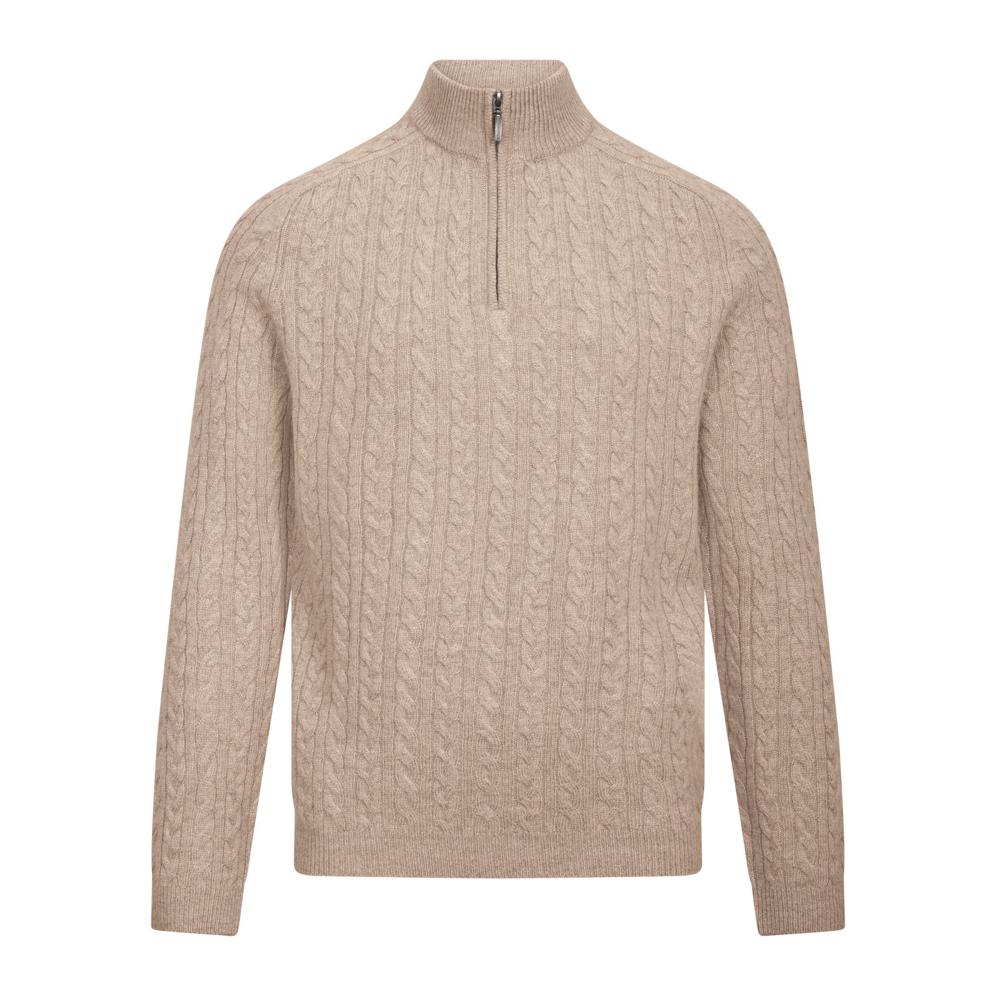 Edward Half-zip Light Sand S Cable half-zip wool sweater