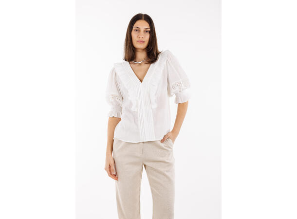 Caressa Top White XL Crinkle cotton blouse 