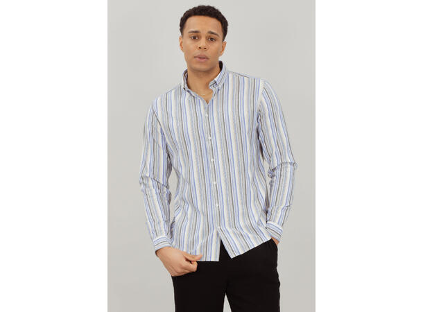 Daniel LS Shirt Blue multi L Cotton stripe LS shirt 