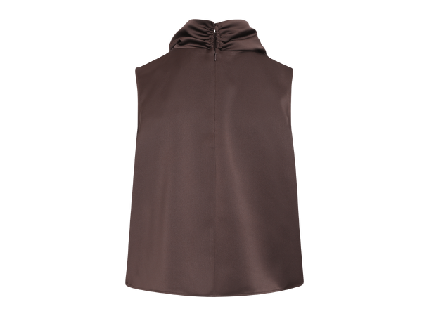 Ellinor Top Black Coffee S Satin watefall top 