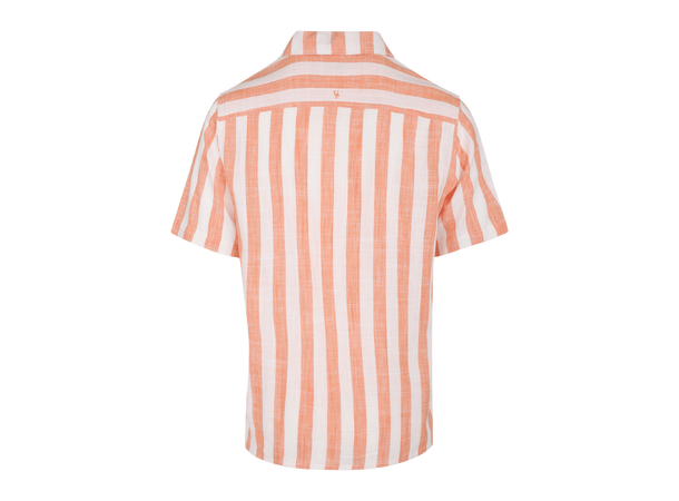 Folke SS Shirt Coral XL Striped linen SS shirt 