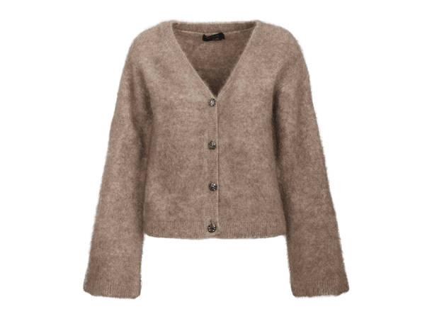Hannah Cardigan Dark Sand S Furry mohair cardigan 