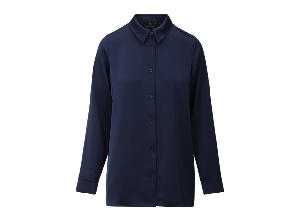 Kalinka Blouse Dark Navy S Oversized satin blouse 