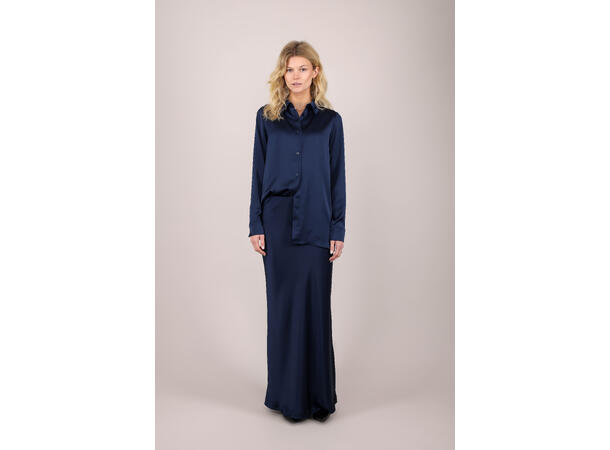 Kalinka Blouse Dark Navy S Oversized satin blouse 