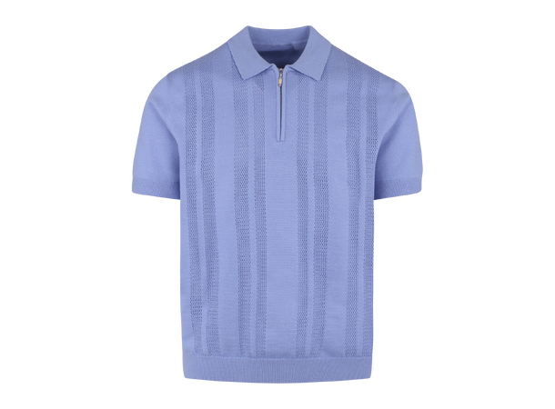 Lucien Pique Blue Bonnet M Pointelle knit zip pique 
