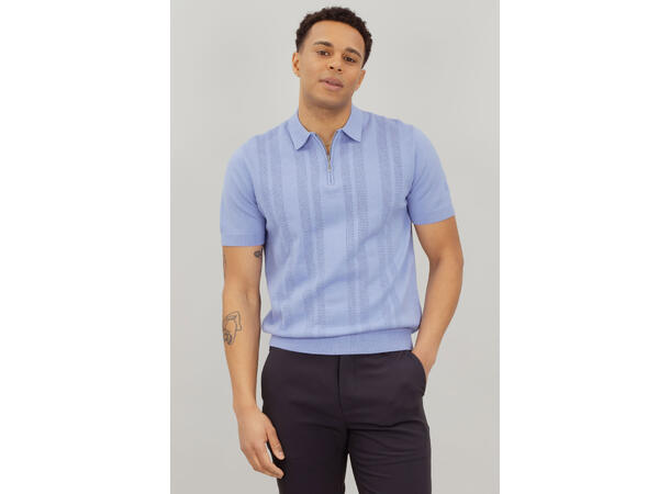 Lucien Pique Blue Bonnet M Pointelle knit zip pique 