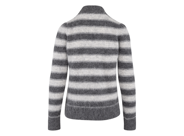 Mocca Sweater Grey Multi S Fury fluffy striped mockneck sweater 