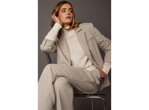 Thelma Pant Sand M Loose fit, wide leg wool pants 
