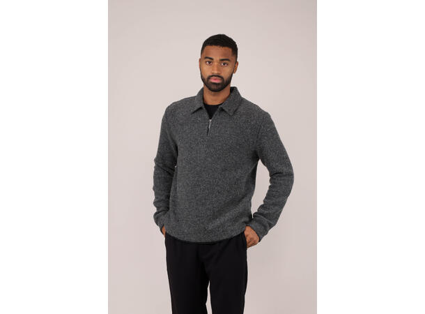 Tude Sweater Grey M Boiled wool zip sweater 