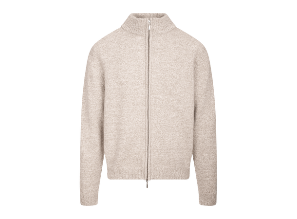 Alfred Cardigan Sand melange L Twill wool zip cardigan 