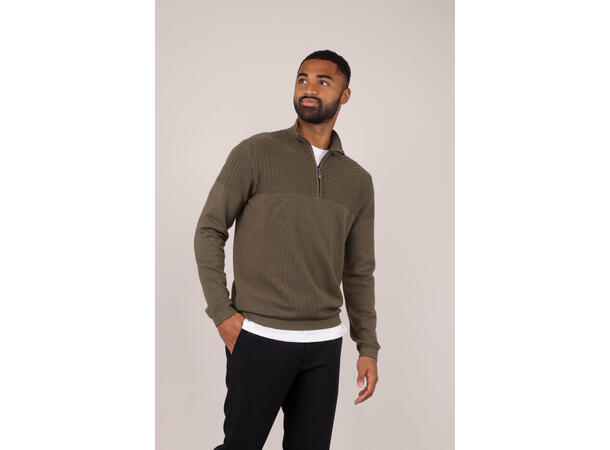 Amman Half-zip Olive XXL Viscose brick pattern sweater 