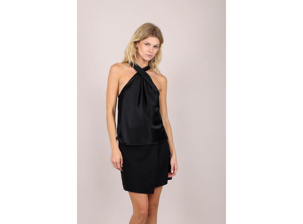 Angel Top Black M Satin twisted neck top 