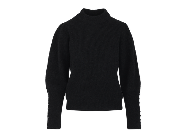 Aska Sweater Black M Puffed sleeves mohair sweater 