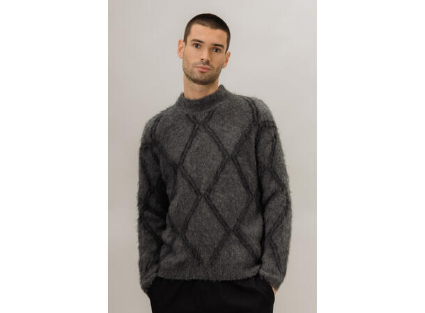 Bowen Reversible Sweater Grey M Hairy argyle sweater 