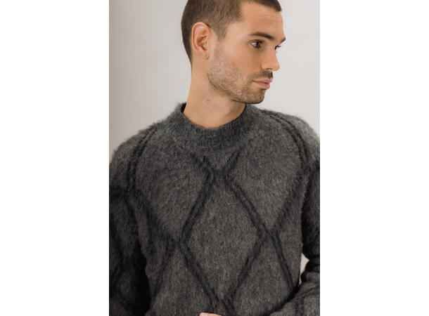 Bowen Reversible Sweater Grey M Hairy argyle sweater 