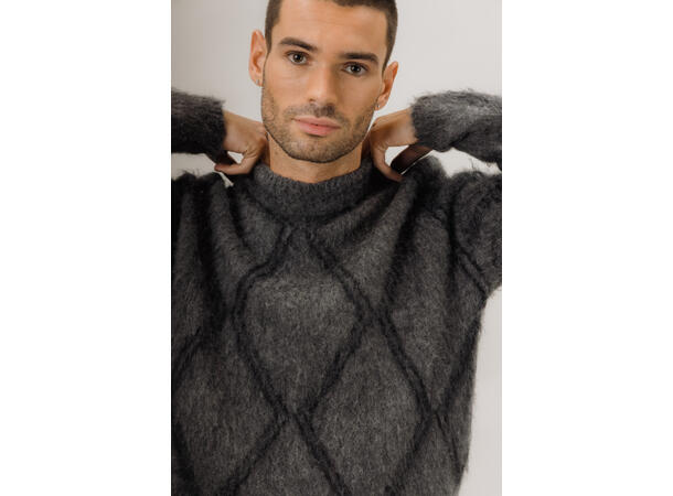 Bowen Reversible Sweater Grey M Hairy argyle sweater 