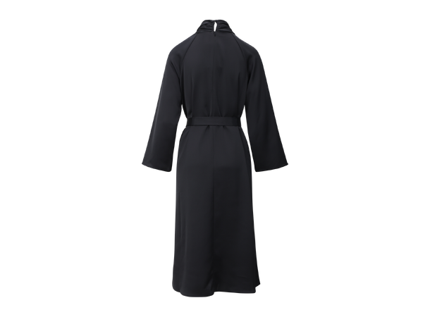 Garbo Dress Black M LS satin dress with twist 