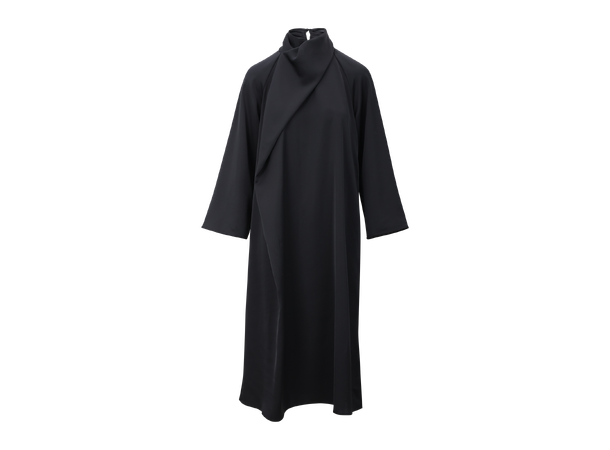 Garbo Dress Black M LS satin dress with twist 