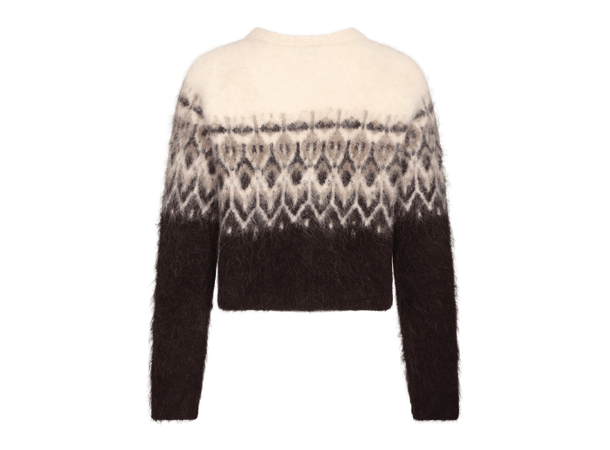 Hallie Cardigan Chocolate Brown S Alpaca furry jacquard cardigan 