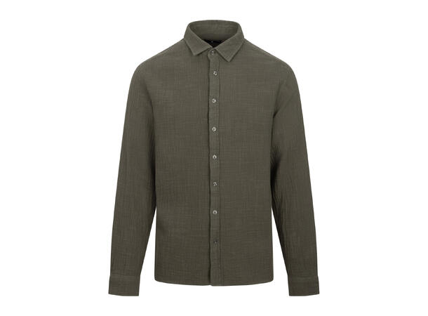 Kristian LS Shirt Olive L Cotton gauze LS shirt 