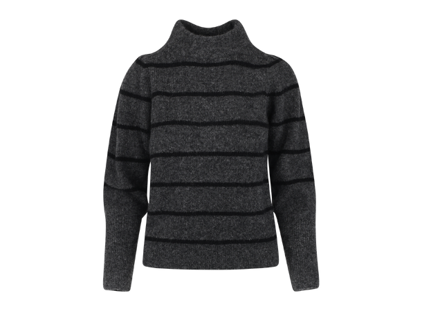 Mara Sweater Charcoal S Striped puffed sleeves mohair sweater 