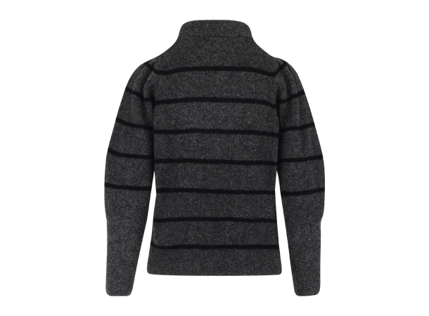 Mara Sweater Charcoal S Striped puffed sleeves mohair sweater 
