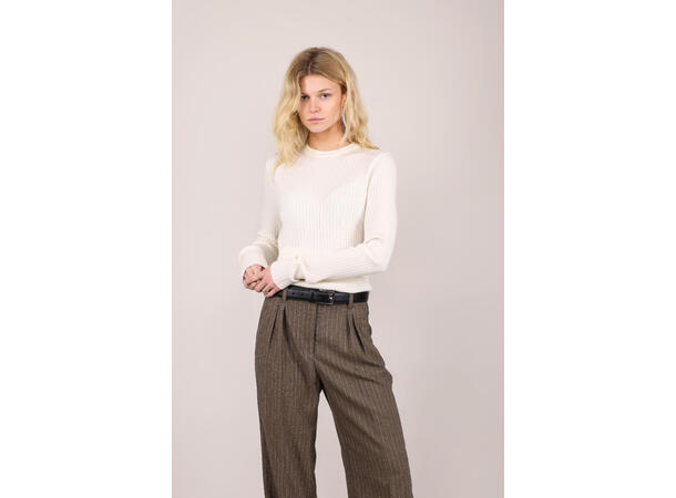 Mari LS Top Snow L Merino LS rib sweater 