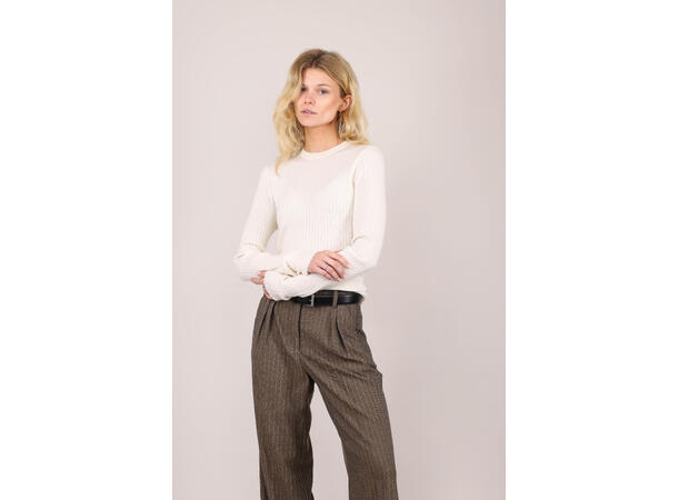 Mari LS Top Snow L Merino LS rib sweater 