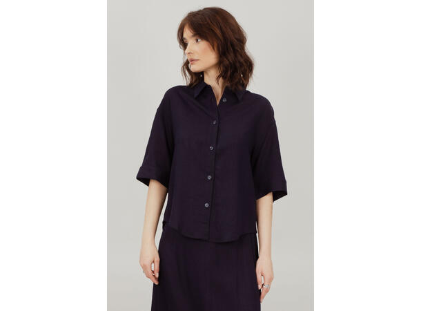 Nemi SS Shirt Navy M SS boxy linen shirt 