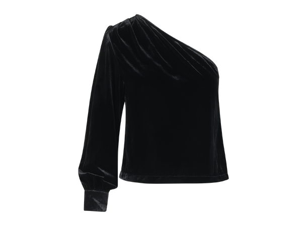 Taiwo Blouse Black S One-shoulder velour blouse 