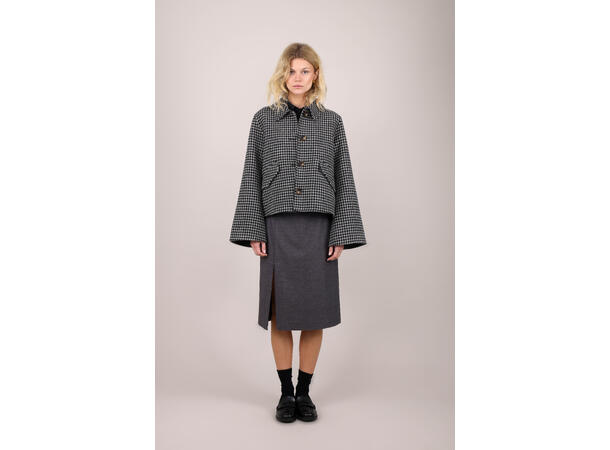 Yackie Jacket Grey houndstooth XL Short houndstooth wool jacket 