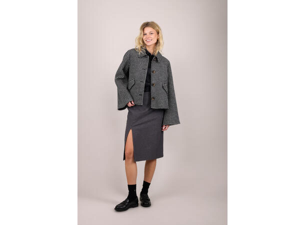 Yackie Jacket Grey houndstooth XL Short houndstooth wool jacket 