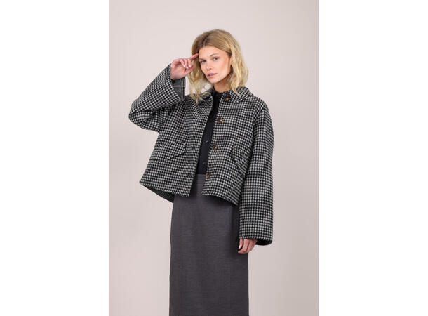 Yackie Jacket Grey houndstooth XL Short houndstooth wool jacket 
