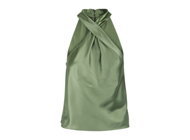 Angel Top Olive L Satin twisted neck top 