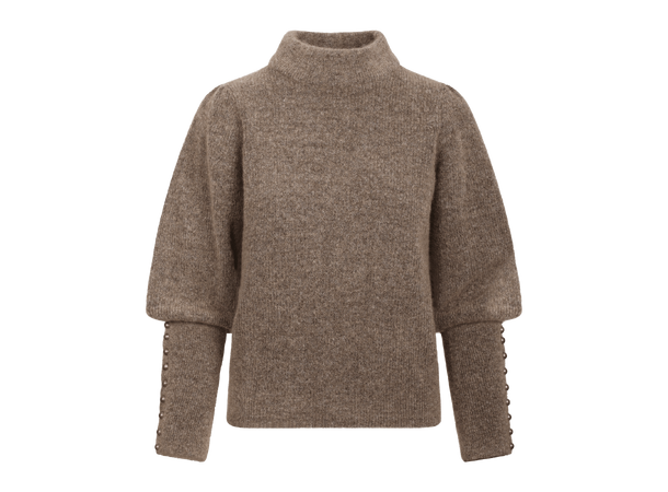 Aska Sweater Mid Brown L Puffed sleeves mohair sweater 