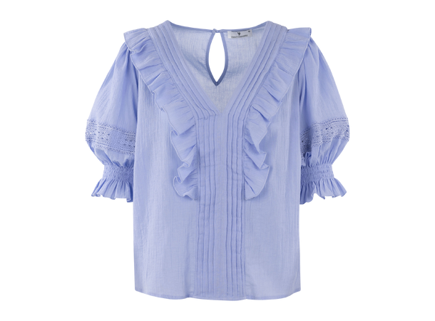 Caressa Top Vista Blue S Crinkle cotton blouse 
