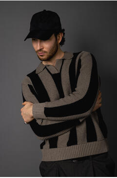 Escobar Sweater Block stripe crochet look sweater